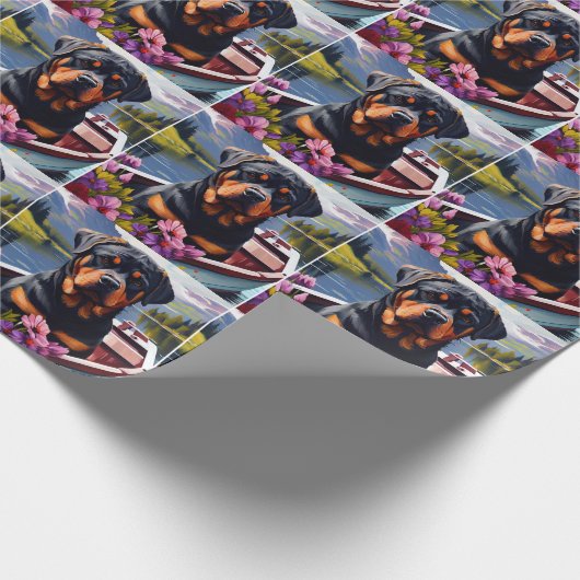 Rottweiler auf dem Paddle: Ein Landschaftliches Ab Geschenkpapier (Ecke)