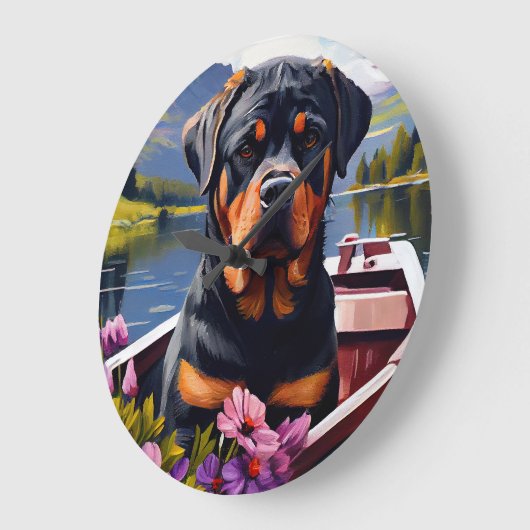Rottweiler auf dem Paddle: Ein Landschaftliches Ab Große Wanduhr (Winkel)