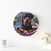 Rottweiler auf dem Paddle: Ein Landschaftliches Ab Große Wanduhr (Zuhause)