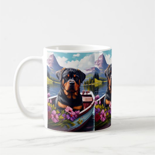 Rottweiler auf dem Paddle: Ein Landschaftliches Ab Kaffeetasse (Links)
