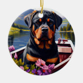 Rottweiler auf dem Paddle: Ein Landschaftliches Ab Keramik Ornament (Vorne)