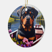 Rottweiler auf dem Paddle: Ein Landschaftliches Ab Keramik Ornament (Links)
