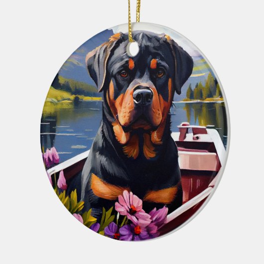 Rottweiler auf dem Paddle: Ein Landschaftliches Ab Keramik Ornament (Links)