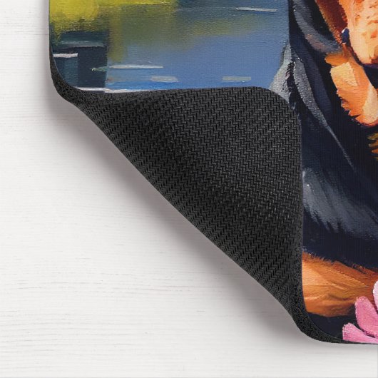 Rottweiler auf dem Paddle: Ein Landschaftliches Ab Mousepad (Ecke)