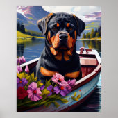 Rottweiler auf dem Paddle: Ein Landschaftliches Ab Poster (Vorne)