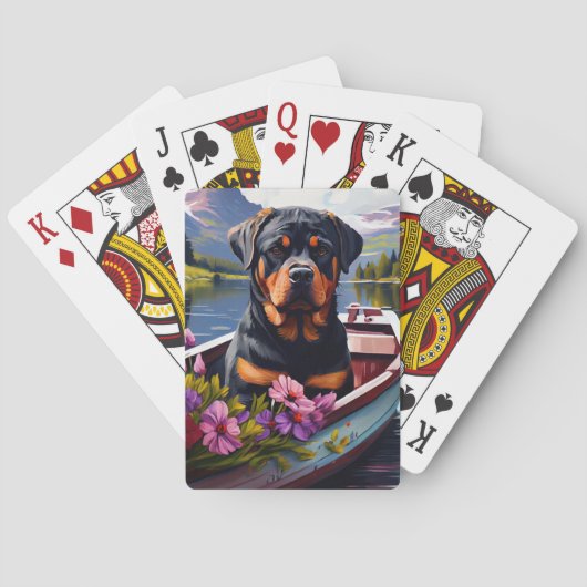 Rottweiler auf dem Paddle: Ein Landschaftliches Ab Spielkarten (Rückseite)
