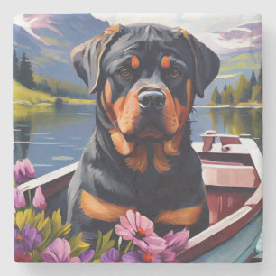Rottweiler auf dem Paddle: Ein Landschaftliches Ab Steinuntersetzer
