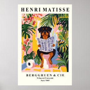 Rottweiler auf Toilette Kunst - Rosa Badezimmer Dr Poster
