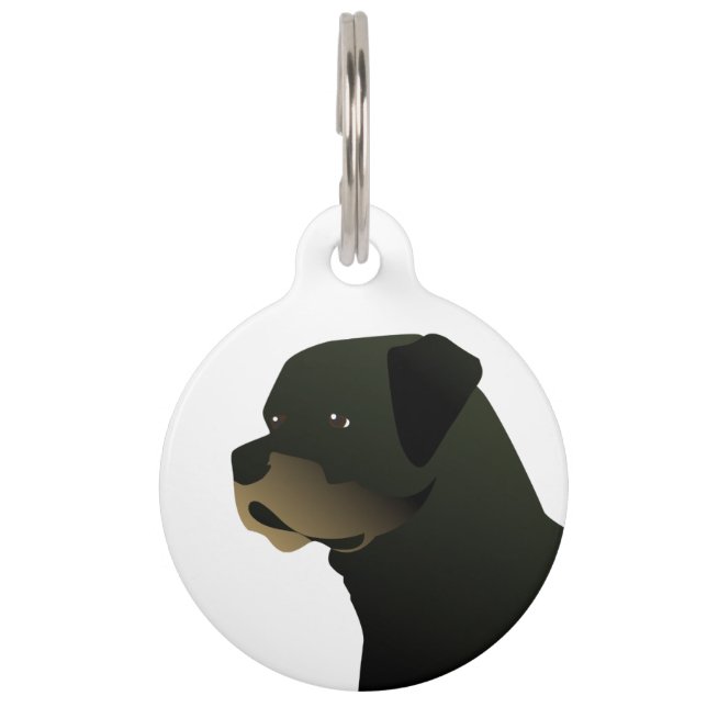 Rottweiler Basic Hund Rasse Illustration Silhouett Tiernamensmarke (Vorderseite)