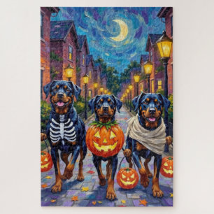 Rottweiler beim Trick-or-Treat in Halloween-Kostüm Puzzle