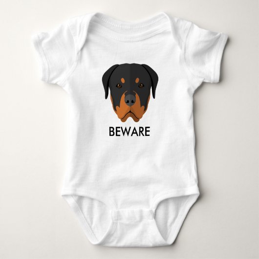 Rottweiler Beware Baby Strampler (Vorderseite)