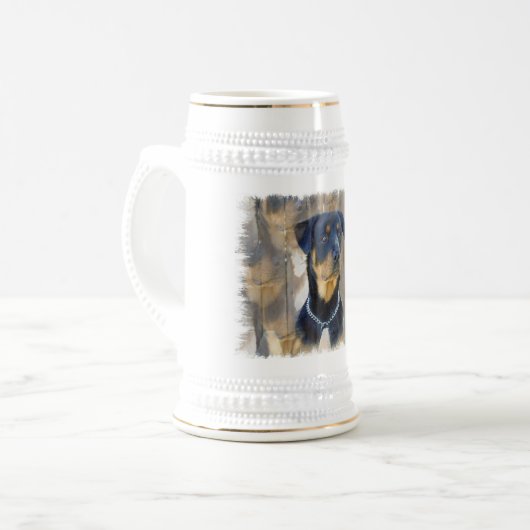 Rottweiler Bier Stein Bierglas (Vorderseite Links)