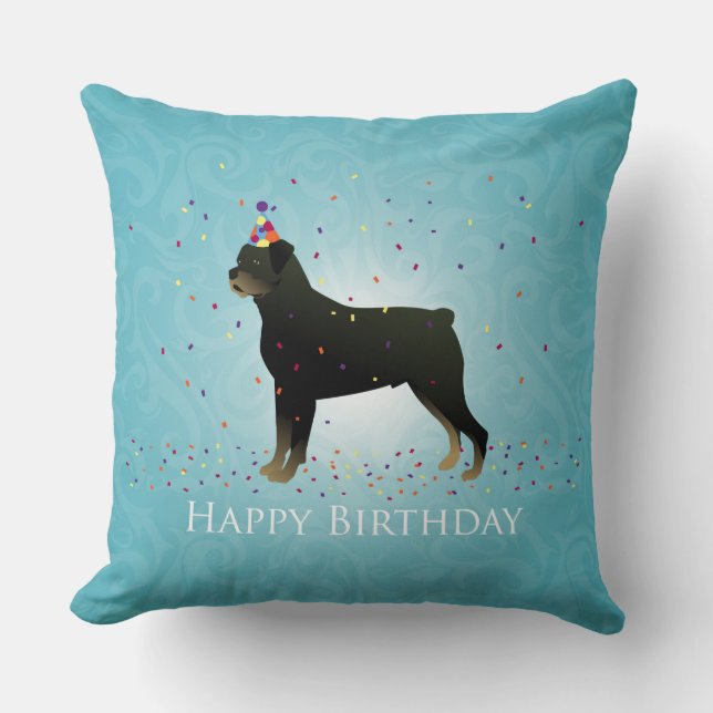 Rottweiler Birthday Design Kissen (Vorderseite)