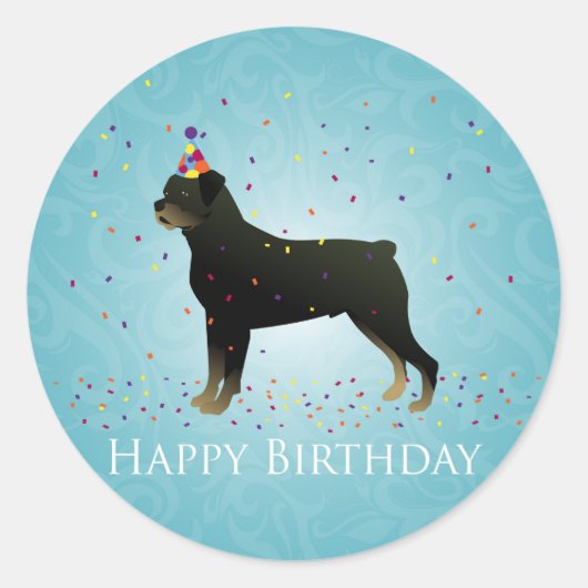 Rottweiler Birthday Design Runder Aufkleber (Vorderseite)