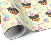 Rottweiler Birthday Gift Wrapping Paper in Yellow Geschenkpapier (Rolleneckpunkt)