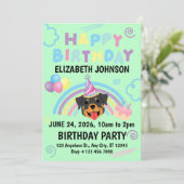Rottweiler Birthday Invitation in Green Einladung (Stehend Vorderseite)
