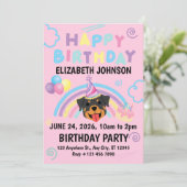 Rottweiler Birthday Invitation in Pink Einladung (Stehend Vorderseite)