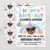 Rottweiler Birthday Invitation in White Einladung (Vorne/Hinten)