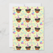 Rottweiler Birthday Invitation in Yellow Einladung (Rückseite)