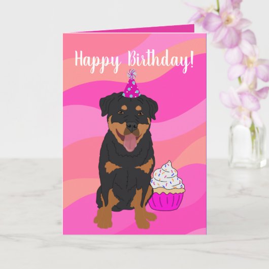 Rottweiler Birthday Karte (Orchidee)