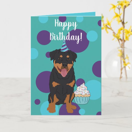 Rottweiler Birthday Karte (Gelbe Blume)