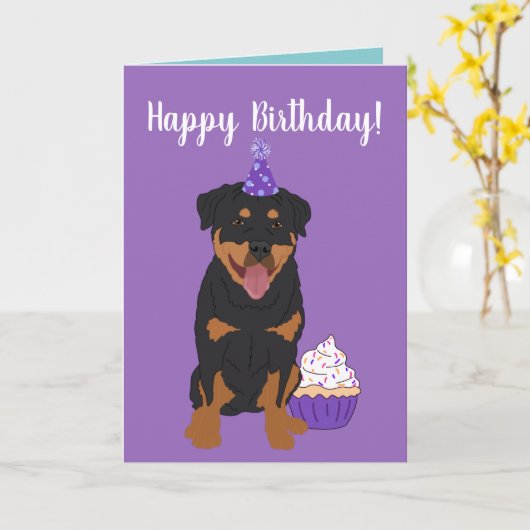 Rottweiler Birthday Karte (Gelbe Blume)