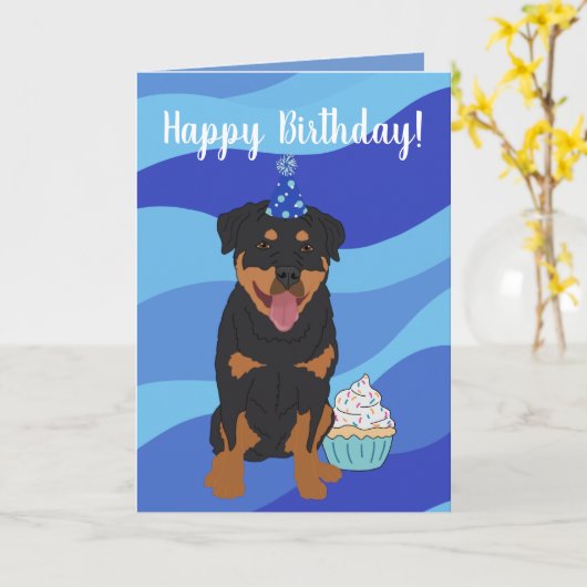 Rottweiler Birthday Karte (Gelbe Blume)