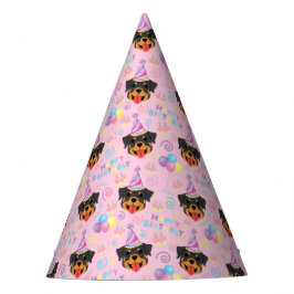 Rottweiler Birthday Party Hat Pink Partyhütchen