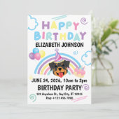 Rottweiler Birthday Party Invitation White Einladung (Stehend Vorderseite)