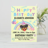 Rottweiler Birthday Party Invitation Yellow Einladung (Stehend Vorderseite)