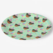 Rottweiler Birthday Party Paper Plates Green Pappteller (Schrägansicht)
