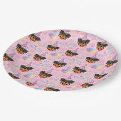 Rottweiler Birthday Party Paper Plates Pink Pappteller (Schrägansicht)