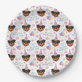 Rottweiler Birthday Party Paper Plates White Pappteller