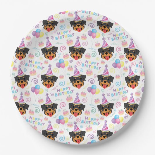 Rottweiler Birthday Party Paper Plates White Pappteller (Vorderseite)