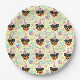 Rottweiler Birthday Party Paper Plates Yellow Pappteller