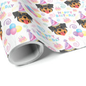 Rottweiler Birthday Wrapping Paper Geschenkpapier (Rolleneckpunkt)