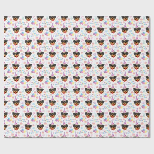 Rottweiler Birthday Wrapping Paper Geschenkpapier (Flach)
