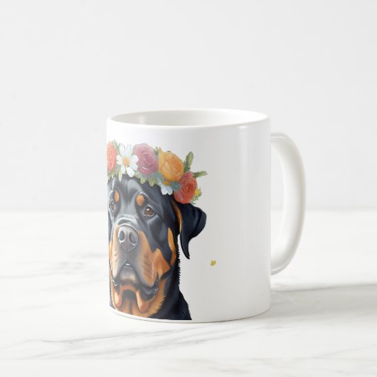 Rottweiler Blume Crown Kaffeetasse (VorderseiteRechts)