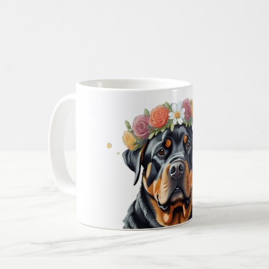 Rottweiler Blume Crown Kaffeetasse (Vorderseite Links)