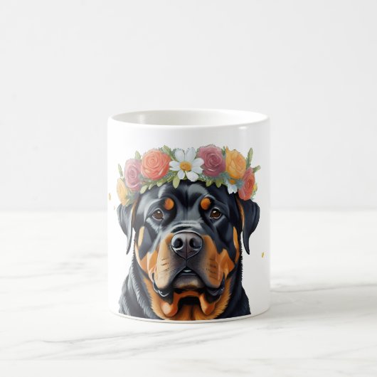 Rottweiler Blume Crown Kaffeetasse (Mittel)