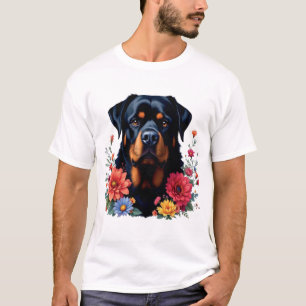 Rottweiler Blumen T-Shirt