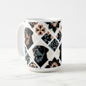 Rottweiler Blumengeometrisches Muster Kaffeetasse (Vorderseite Links)