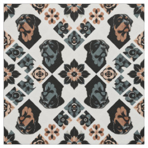 Rottweiler Blumengeometrisches Muster Stoff