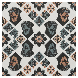 Rottweiler Blumengeometrisches Muster Stoff