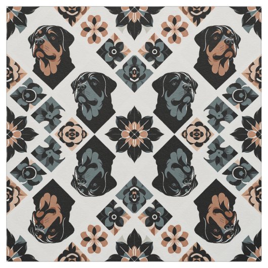 Rottweiler Blumengeometrisches Muster Stoff (Muster)