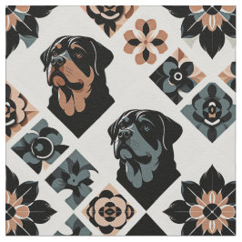 Rottweiler Blumengeometrisches Muster Stoff