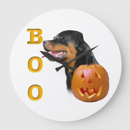 Rottweiler Boo Clock Große Wanduhr (Vorderseite)