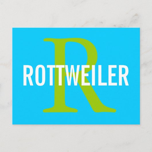 Rottweiler Brettmonogram Design Postkarte (Vorderseite)
