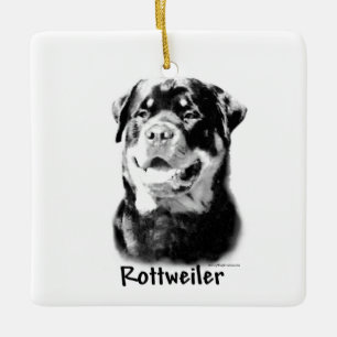 Rottweiler Charcoal Schlüsselanhänger Keramikornament
