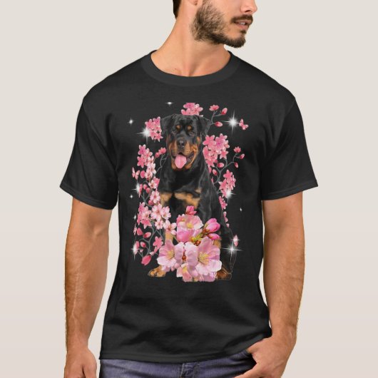 Rottweiler Cherry Blossom Blume T-Shirt (Vorderseite)